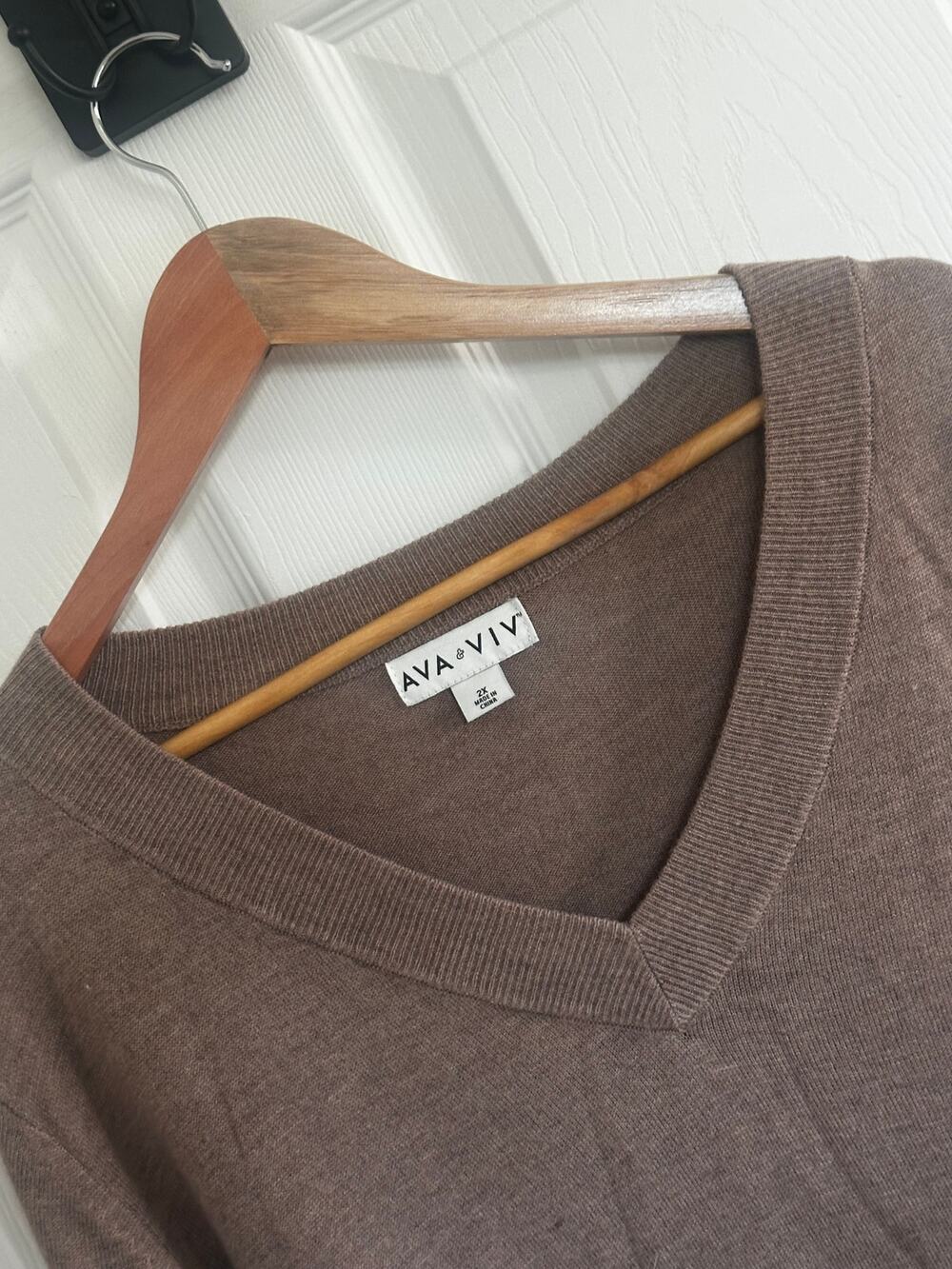 Ava & Viv 2X Brown Taupe V Neck Lightweight Sweater Plus Size Target